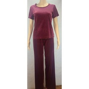 Jaclyn Smith Women's (S) Red/Burgundy Velour Short Sleeve Top and Pants-2 Piece